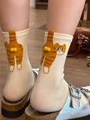 Women's Cute Cat Peeking Pattern Crew Socks