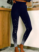 Women's Black Star Meteor Print Ankle Length Leggings