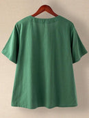 Cat Print Buttons Short Sleeve Blouse