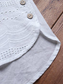 Women's Cotton Eyelet Short Sleeve Detailed Button Casual Tunic