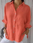 Cotton Half Sleeve Button-Down Shirt for Women