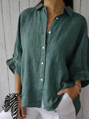 Cotton Half Sleeve Button-Down Shirt for Women
