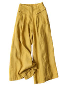 Solid Ramie Cotton Plus Size Loose Ninth Wide-Leg Pants