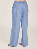 Casual Wide Leg Women's Pants with Elastic Drawstring Waist