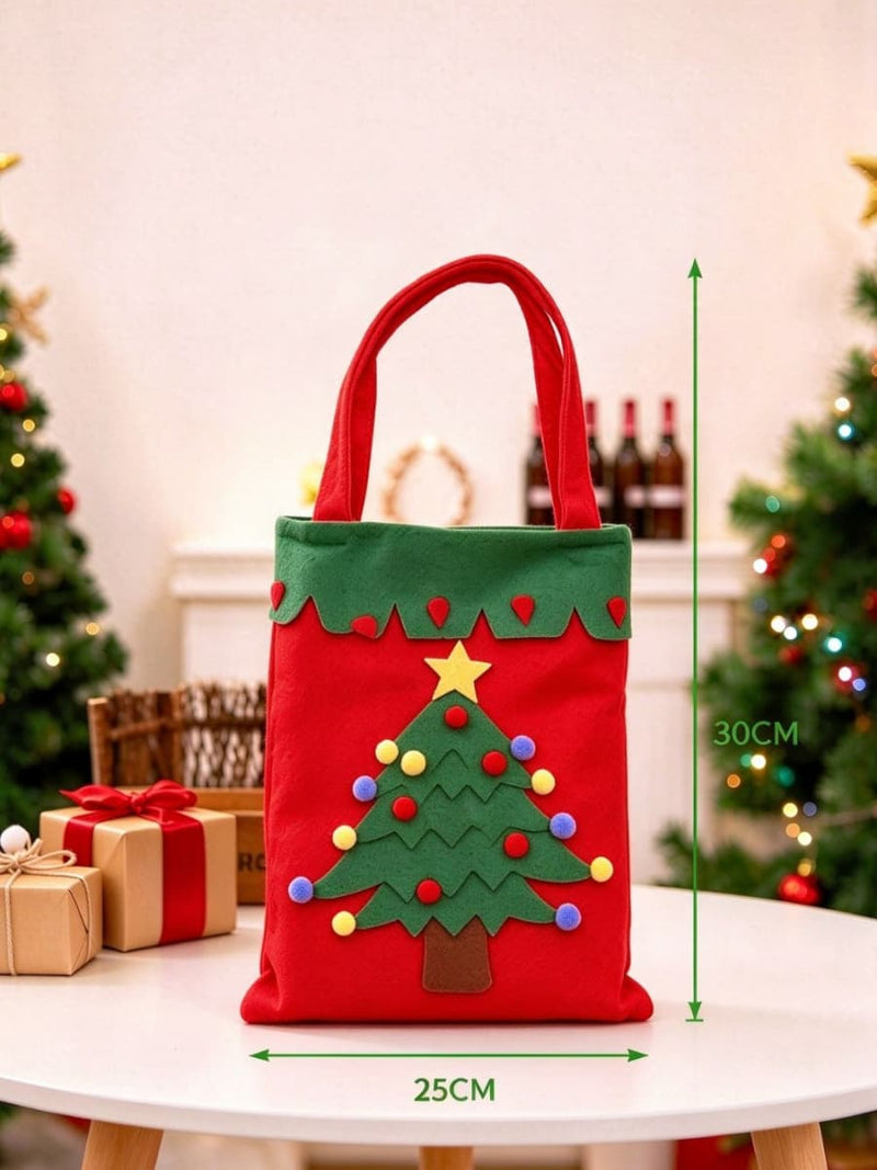 Women's Christmas Red Christmas Tree Felt Tote Bag