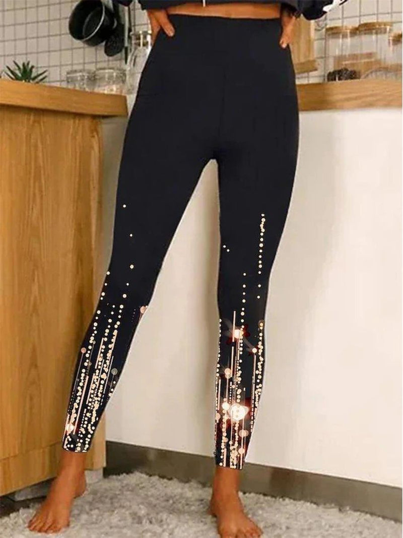 Women's Christmas Black Light Line High Waist Ankle Length Leggings