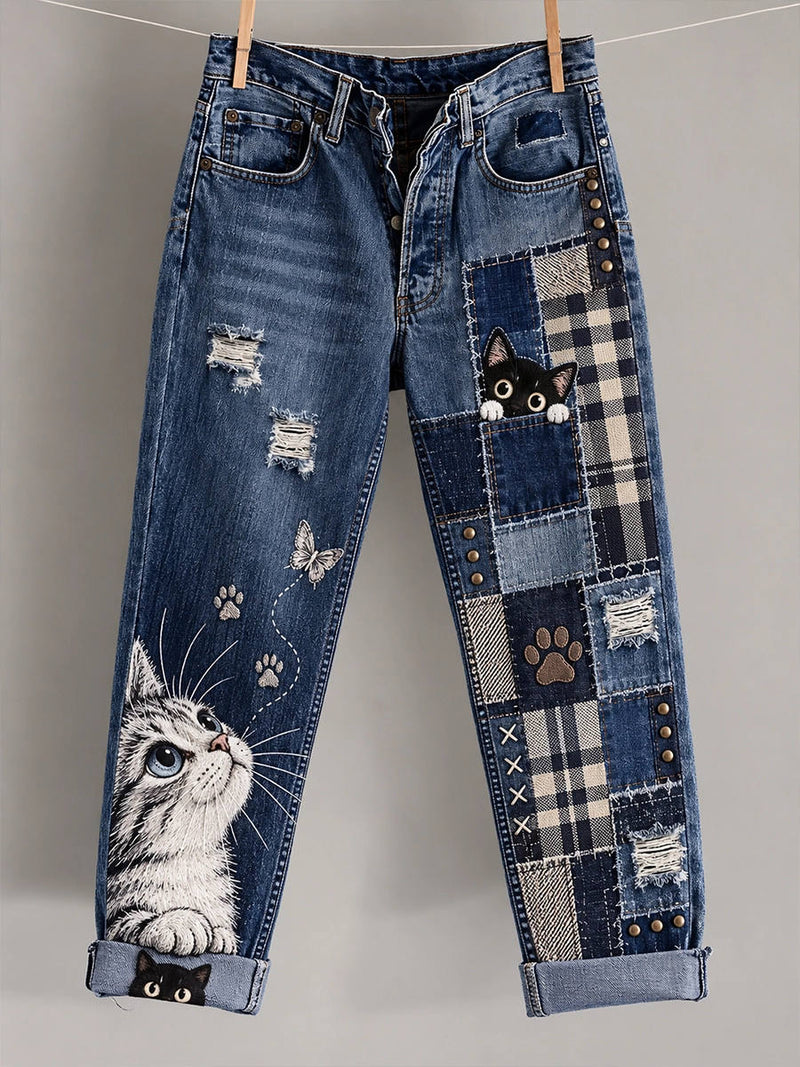 Women's Blue Dark Wash High Waist Straight Leg Jeans
