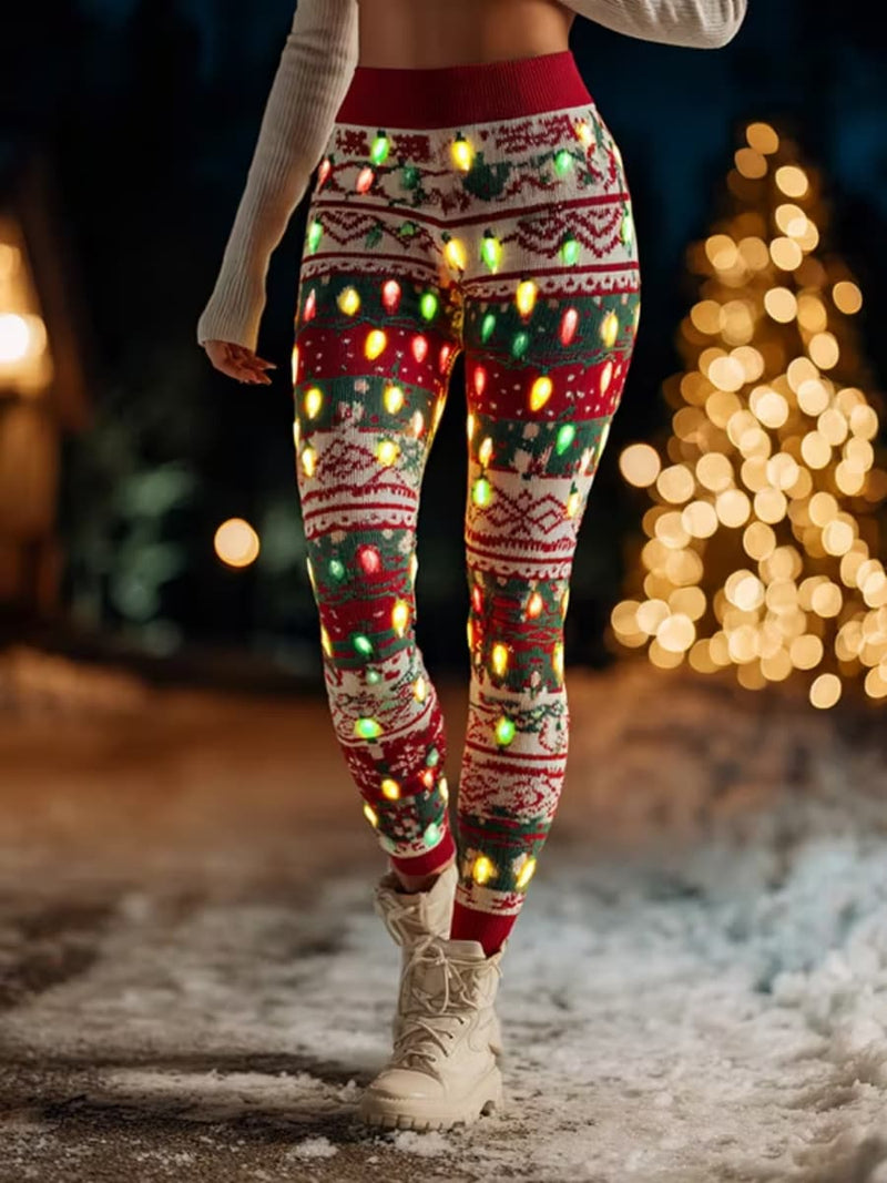 Women's Christmas Multi High Waist Full Length Pants