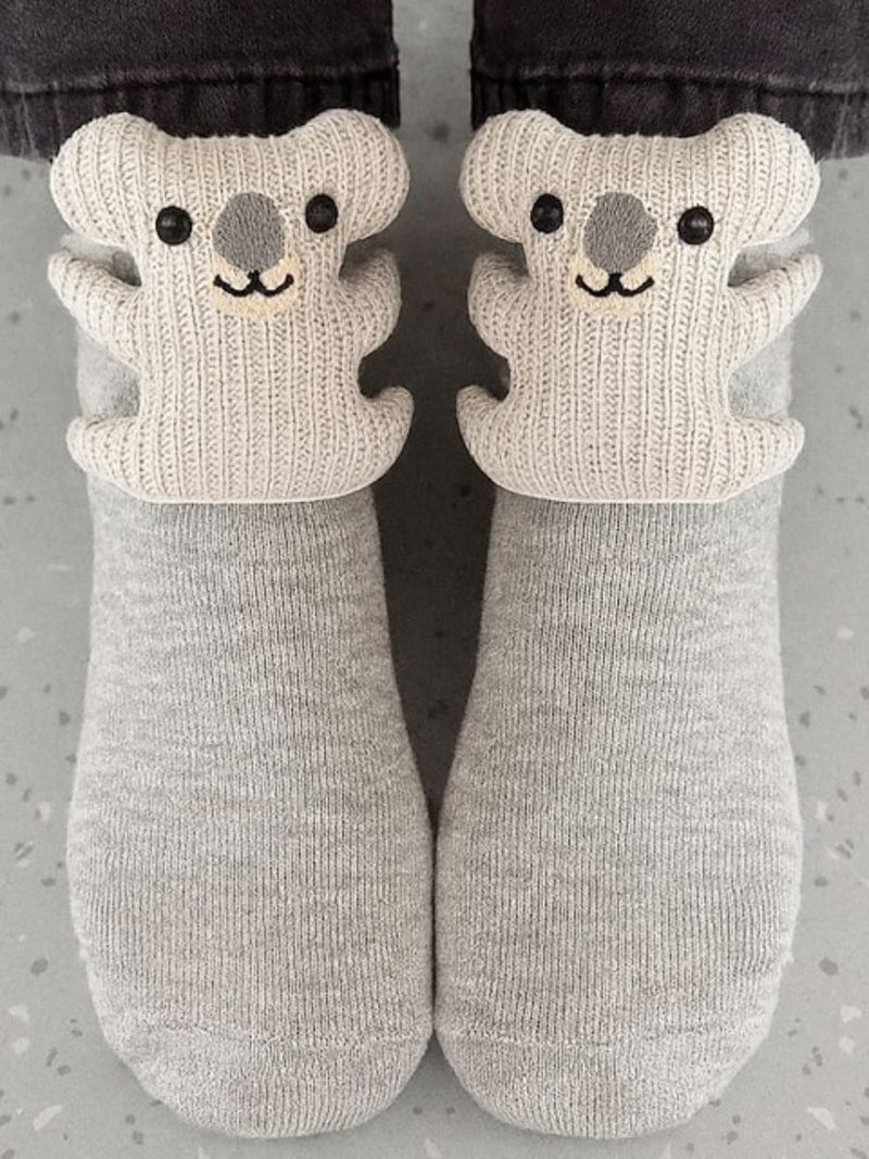 Women's Grey Koala Crew Socks
