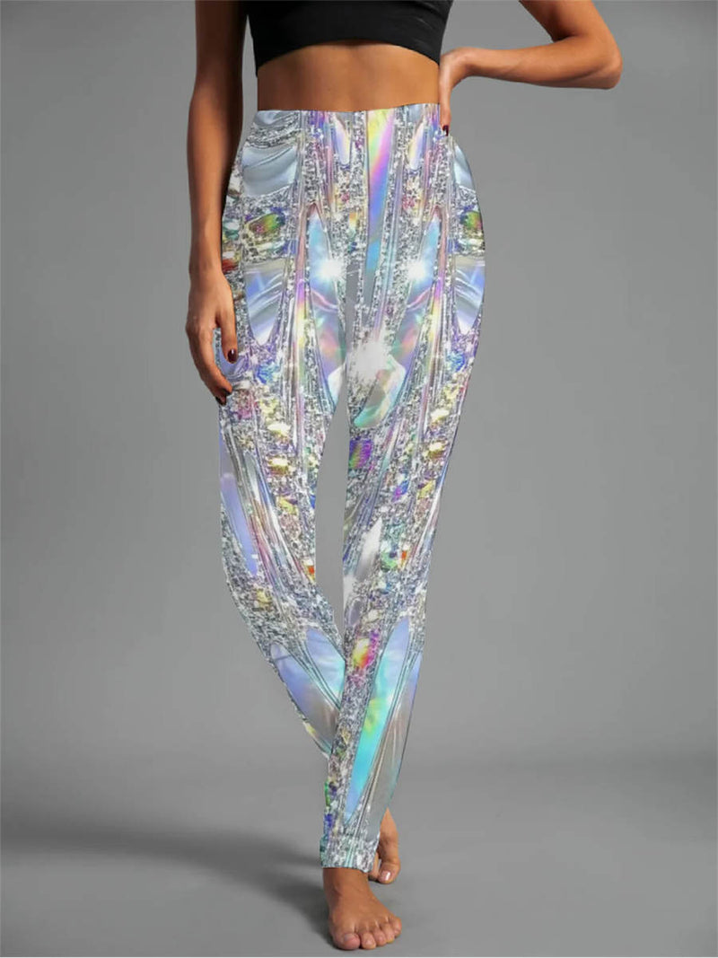 Women's Colorful Abstract Geometric Print High Waist Leggings