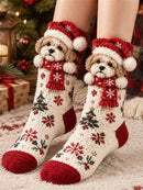 Women's Christmas Cute Animal Santa Hat Mid Calf Socks