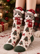 Women's Christmas Cute Animal Santa Hat Mid Calf Socks