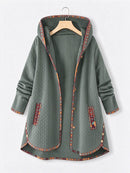 Women's Ethnic Trim Hooded Long Sleeve Jacket