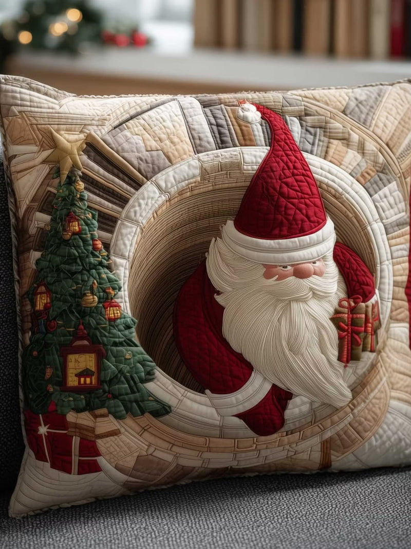 Women's Christmas Multi Santa Claus Christmas Tree Tunnel Print Square Pillow Cover