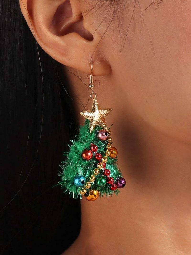 Women's Christmas Multi Felt Dangle Christmas Tree Theme Earrings