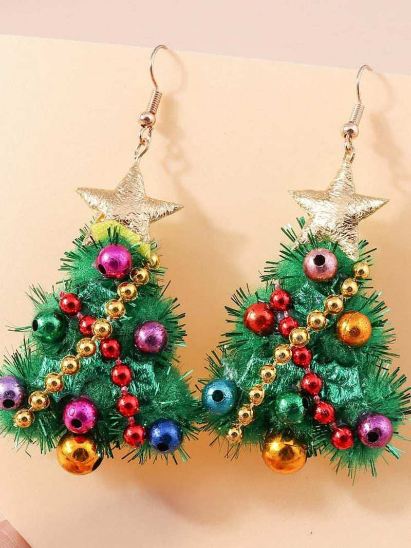 Women's Christmas Multi Felt Dangle Christmas Tree Theme Earrings