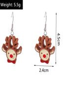 Women's Christmas Multi Resin Dangle Reindeer Earrings