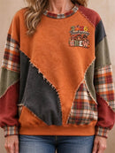 Women's Thanksgiving Orange Pumpkin Print Round Neck Long Sleeve Sweatshirt
