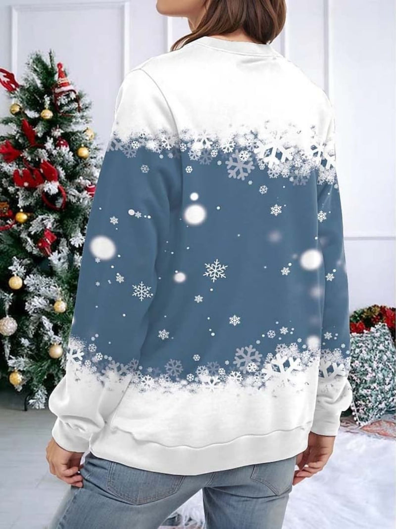 Women's Multi Animal Snowflake Round Neck Top