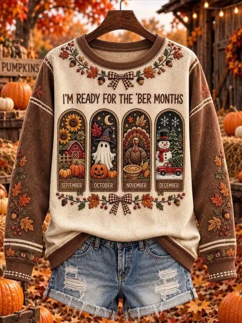 Women's Halloween Multi Seasonal Graphic Round Neck Top