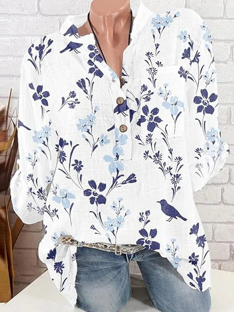 Stylish Collared Long Sleeve Buttoned Top