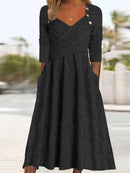 Simple Plain Long Sleeve Comfy Maxi Dress