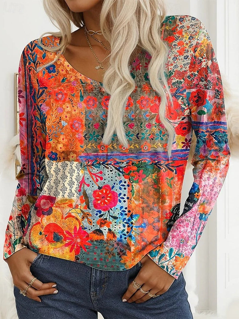 Stunning Orange Long Sleeve Blouse