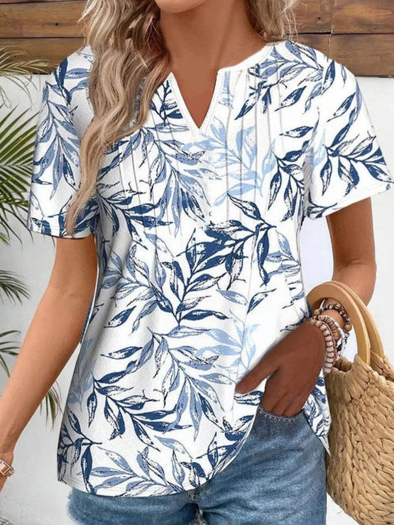 Breezy V-Neck Short Sleeve Blouse