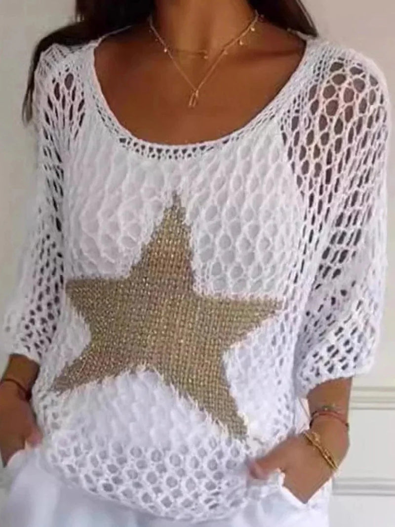 Baggy Round Neck Long Sleeve Blouse