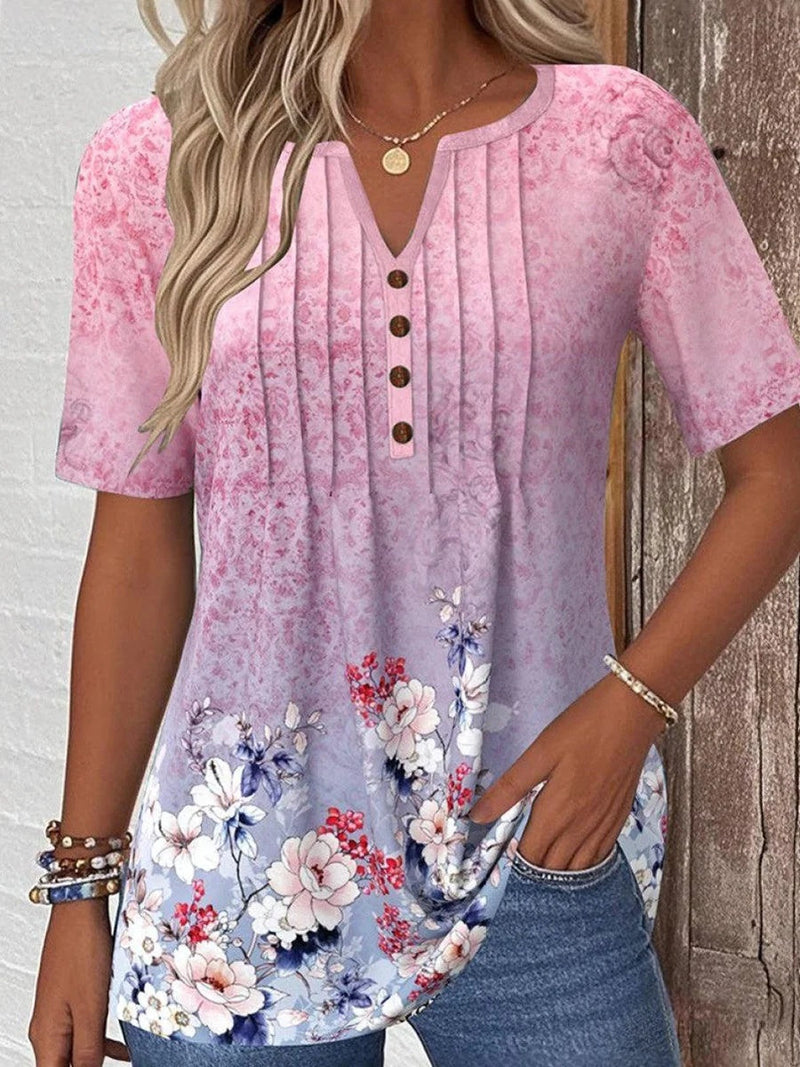 Sweet Short Sleeve Pink Blouse