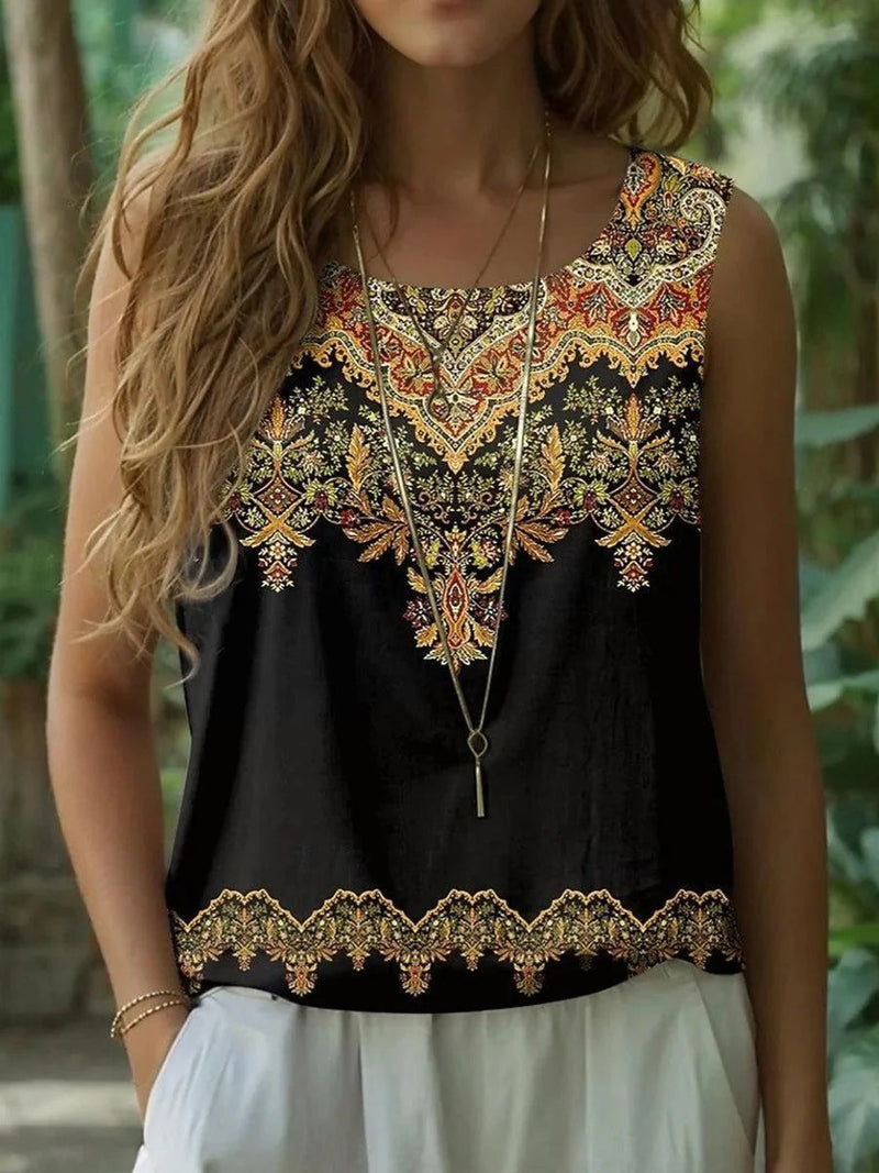 Modern Round Neck Sleeveless Blouse