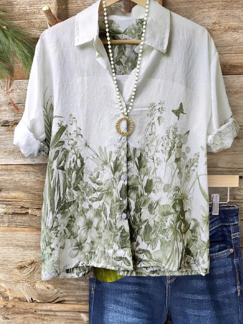 Groovy Collared Short Sleeve Blouse