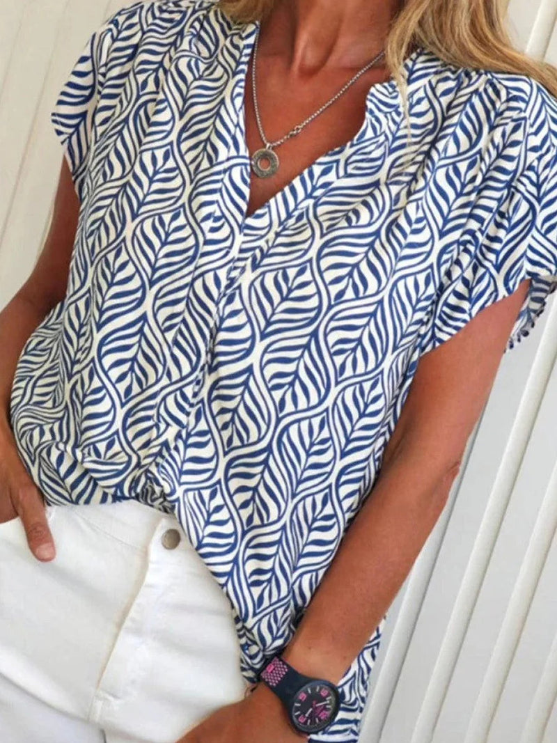 Fresh Blue Short Sleeve Blouse