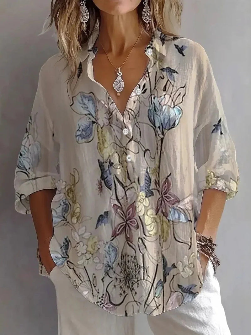 Retro Coffee Long Sleeve Blouse