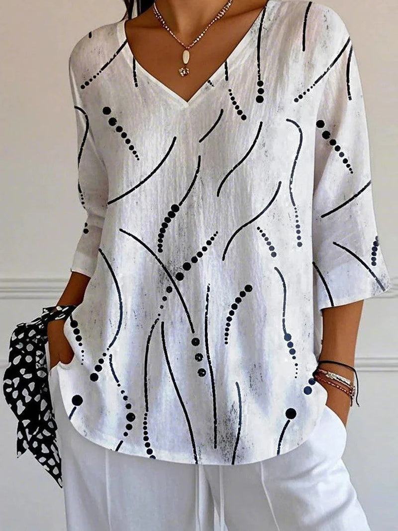 Special V-Neck 3/4 Sleeve Blouse