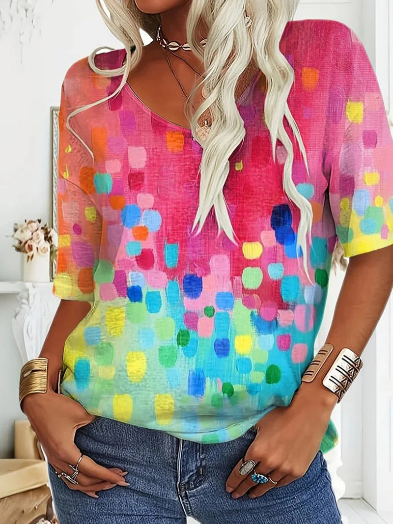 Stunning Round Neck Short Sleeve Blouse