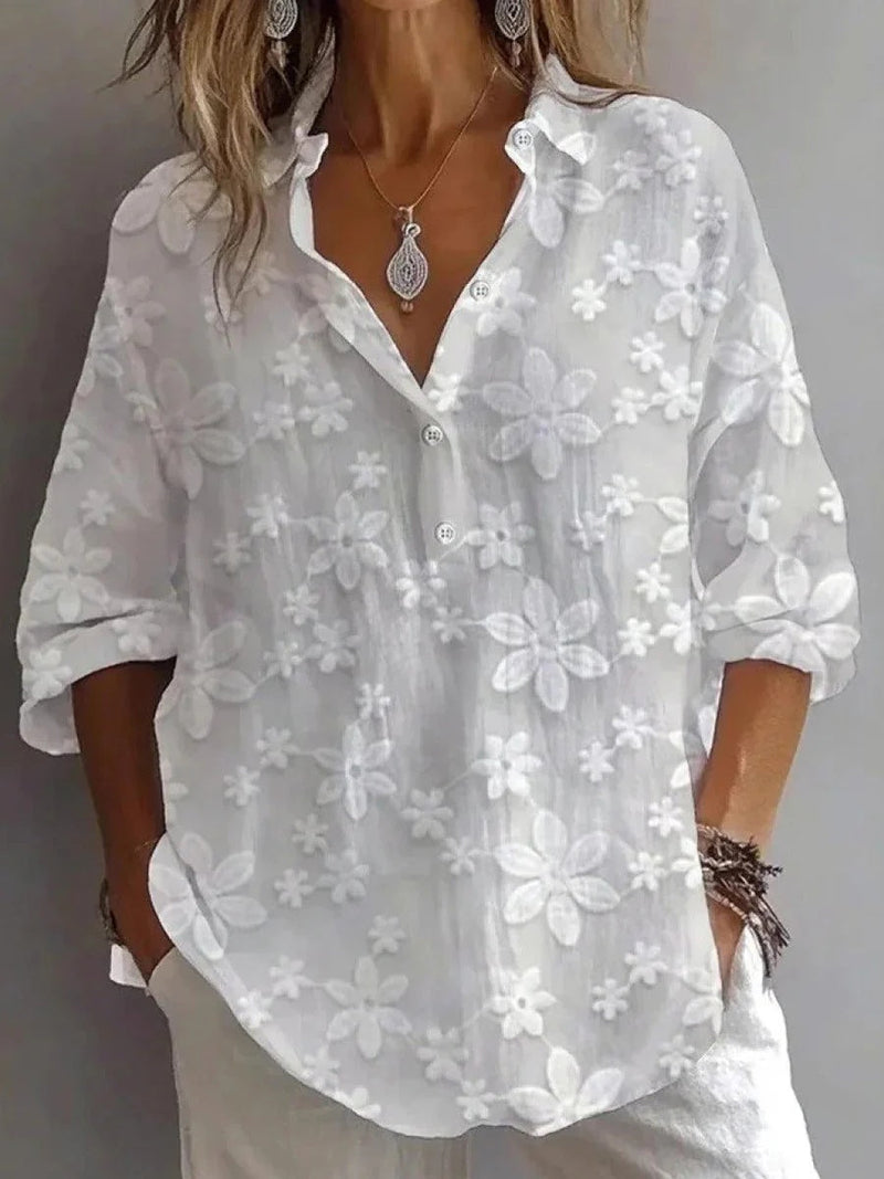 White Collared Long Sleeve Blouse