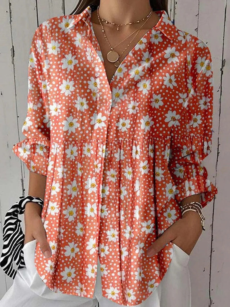 Romantic Floral Print Long Sleeve Blouse