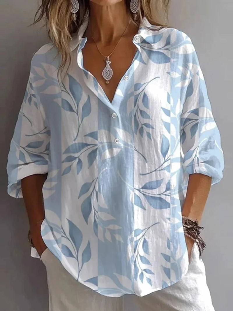 Casual Lapel 3/4 Sleeve Blouse