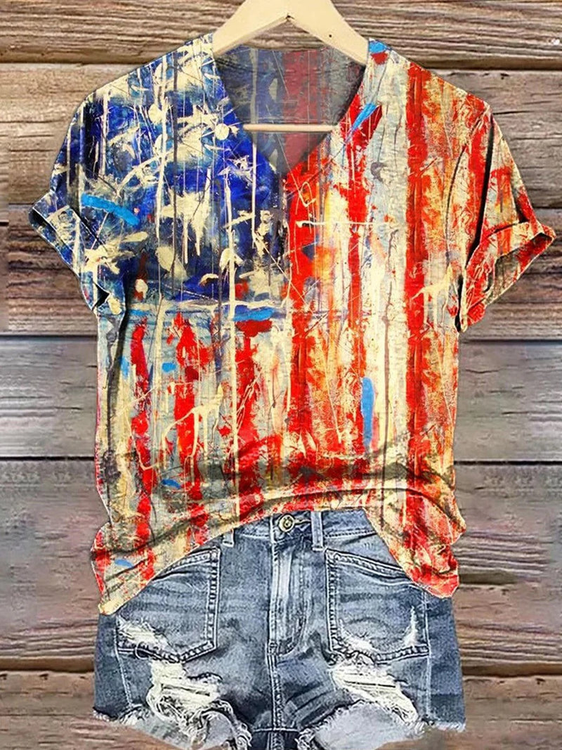 Popular V-Neck Short Sleeve Blouse