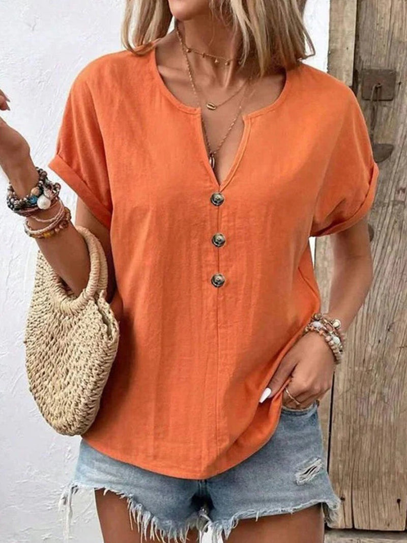 Casual Solid Color Short Sleeve Blouse