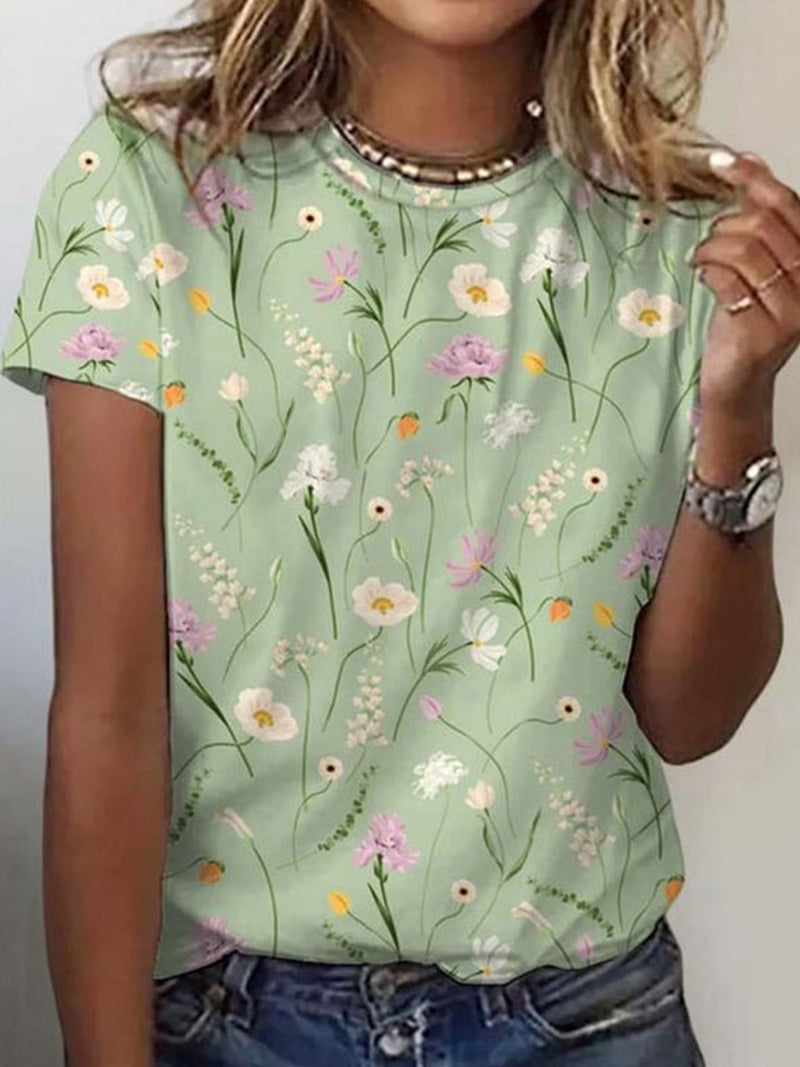 Vintage Green Floral T-Shirt
