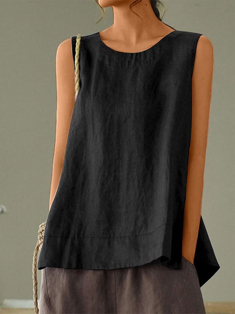 Chic Black Solid Sleeveless Top