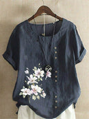 Casual Floral Print Short Blouse