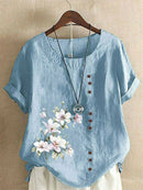 Casual Floral Print Short Blouse