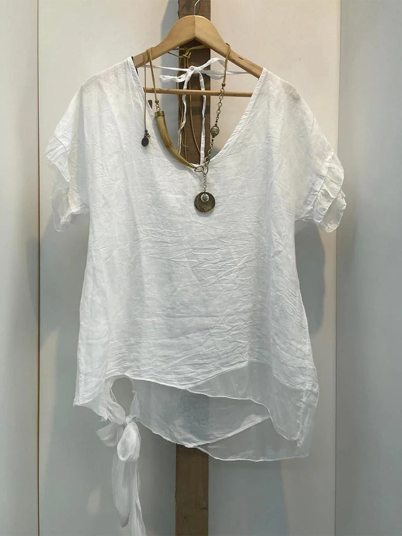 Plus Size Irregular Bottom Solid T-Shirt