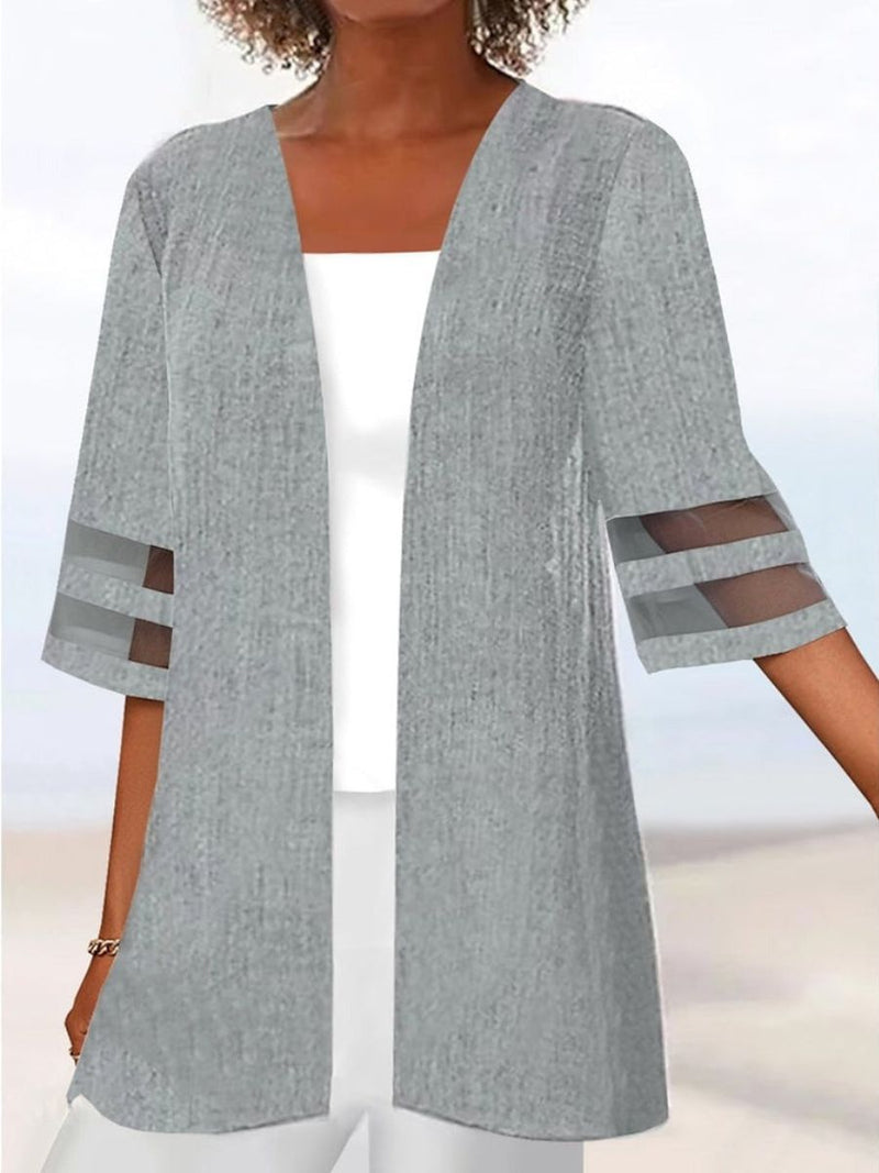 Gray Casual Solid Daily Half Sleeve Cardigan