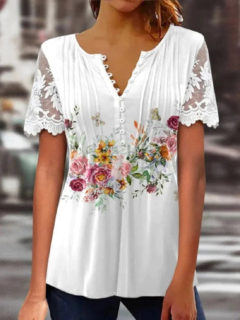 White Casual V-Neck Lace Sleeveless Tank