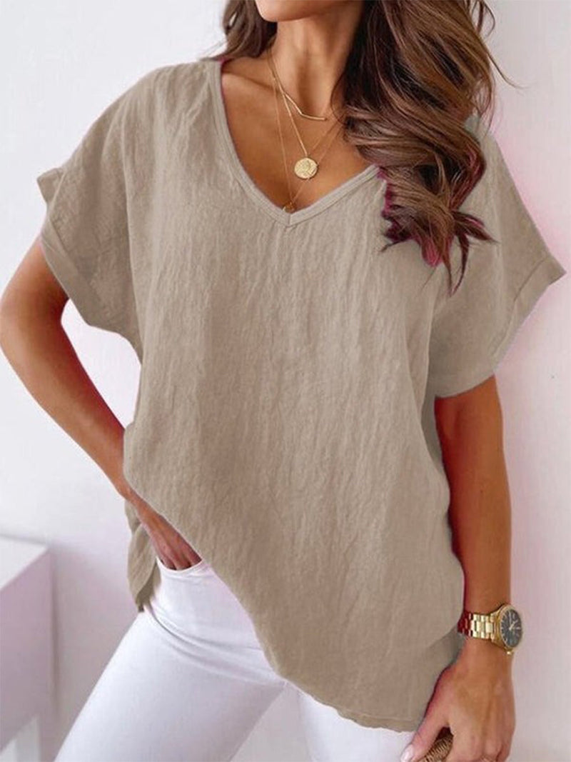 Simple Cotton-Mix Short Sleeve Casual Tee