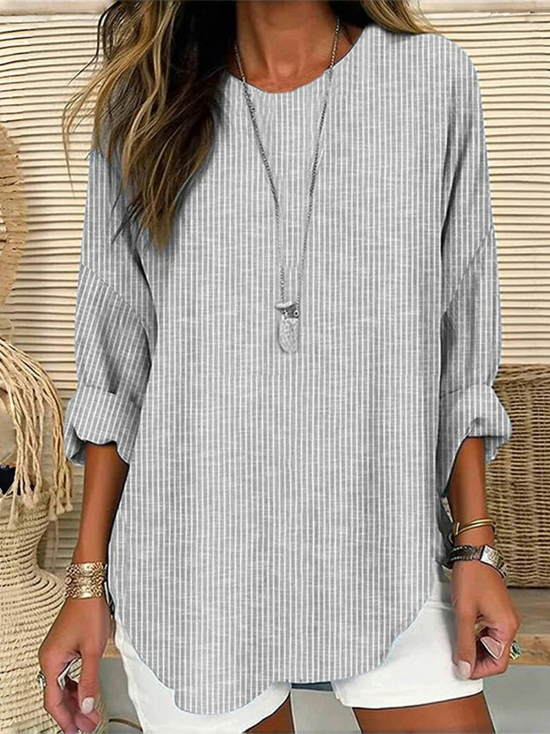 Women's Striped Long Sleeve Casual Relaxed Top